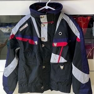 Vintage SPYDER Ski Coat Jacket Hood Detachable Sleeves Thinsulate LiteLoft Black